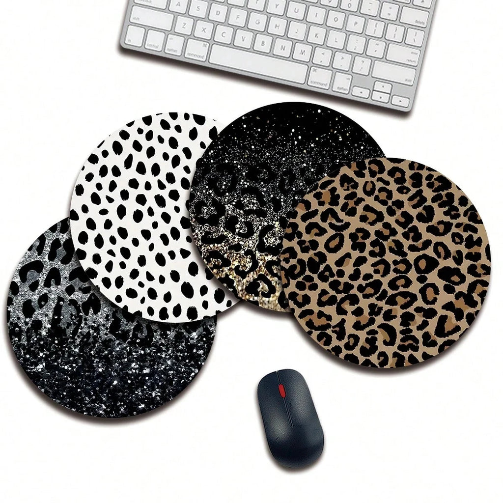 1 Leopard Print Animal Cartoon Mouse Pad Circular Office Desk Anti Qme