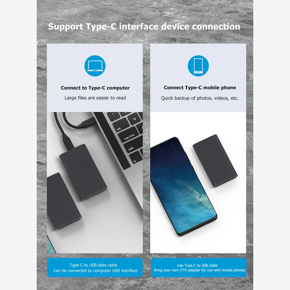 Blueendless M3T MSATA to Type-C SSD Box External Solid State Drive Enclosure Qme