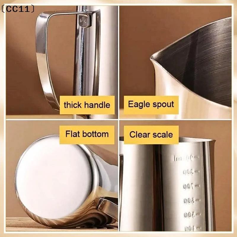 Stainless Steel Milk Frother Jug Coffee Frothing Latte Pitcher Qme