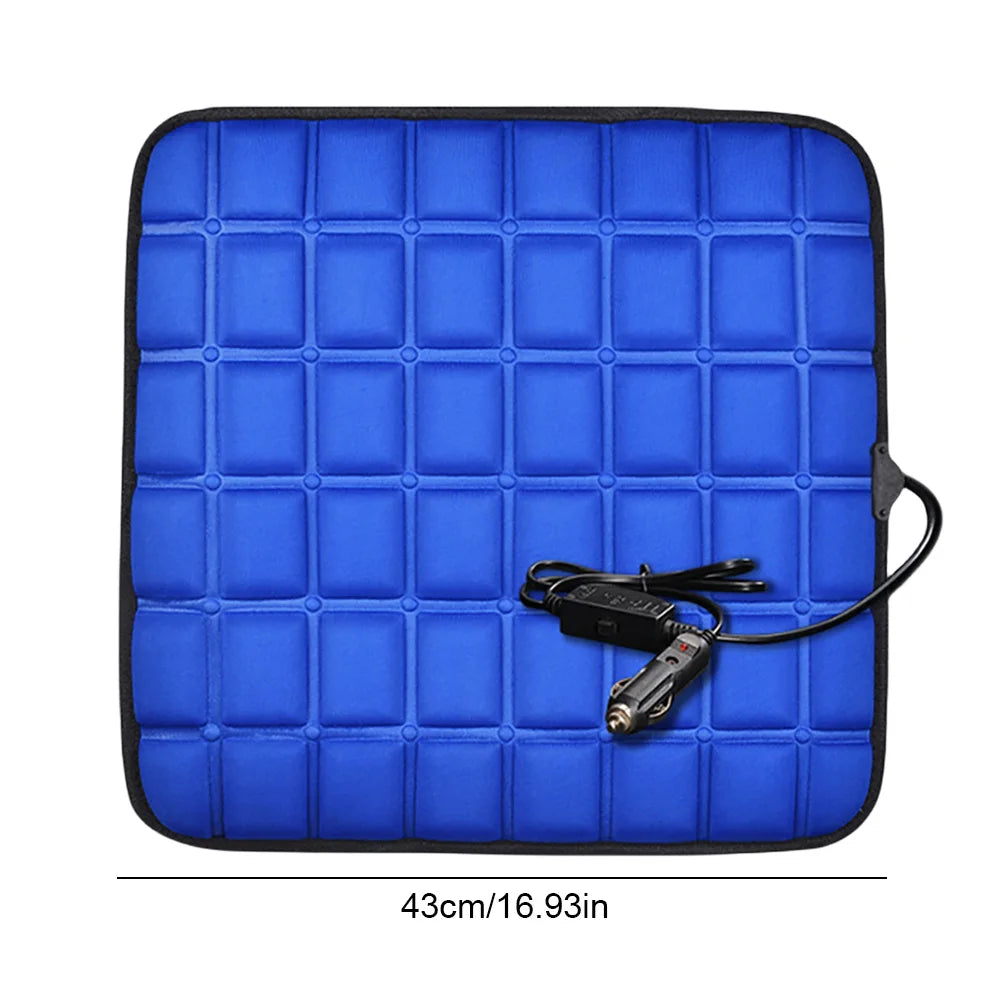 Winter Heated Car Seat Cover 5V/12V Heating Warmer Car Seat Cushion Auto Universal Protector Cloak Cover Pads for Car Accessorie Qme Blue 12V