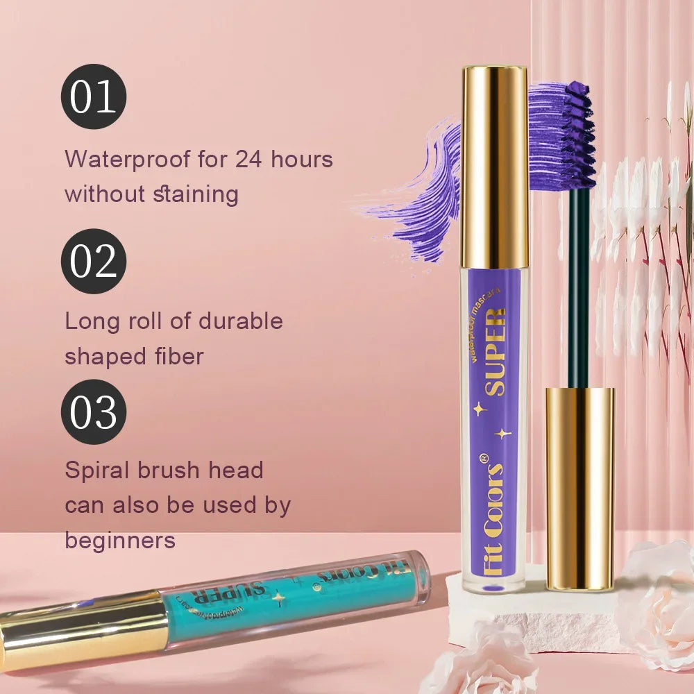 6 Color/Set Colored Mascara Cream Blue Green Lasting Waterproof Mascara Curling Eyelashes Thick Curl 3D Non-smudding Mascara Qme