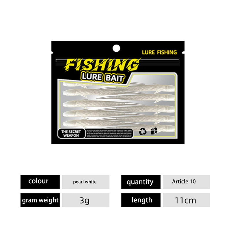 Bionic Small Fish Silicone Soft Fishing Lure Artificial Loach Bait Qme White