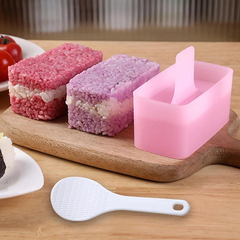 ^Rectangular Sushi Mold Musubi Making Kit Spam Kimbab Onigiri Household Kitchen Bento Accessories Rice Ball Maker Press Tool DIY Qme