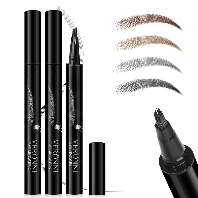 VERONNI 4 Colors Eyebrow Pen Fork Tip Liquid Waterproof Pencil Long Qme