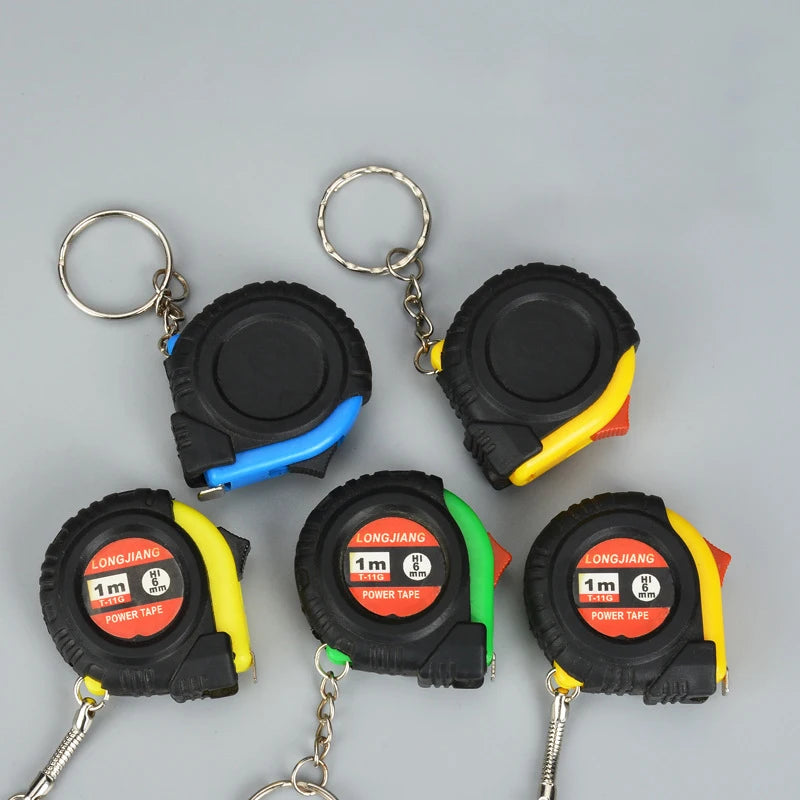 Mini Power Tape Measure Keychain Universal Pull Ruler Metric Tape Measure Retractable 1m Measuring Tape Meter Inch Tailor Tool Qme