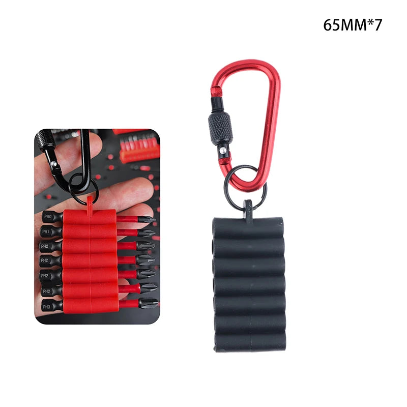 Portable Rubber Screwdriver Bit Holder With Carabiner Keychain Bits Holder Multi Cross Driver Bit Organizer Sleeve Holder Qme A1
