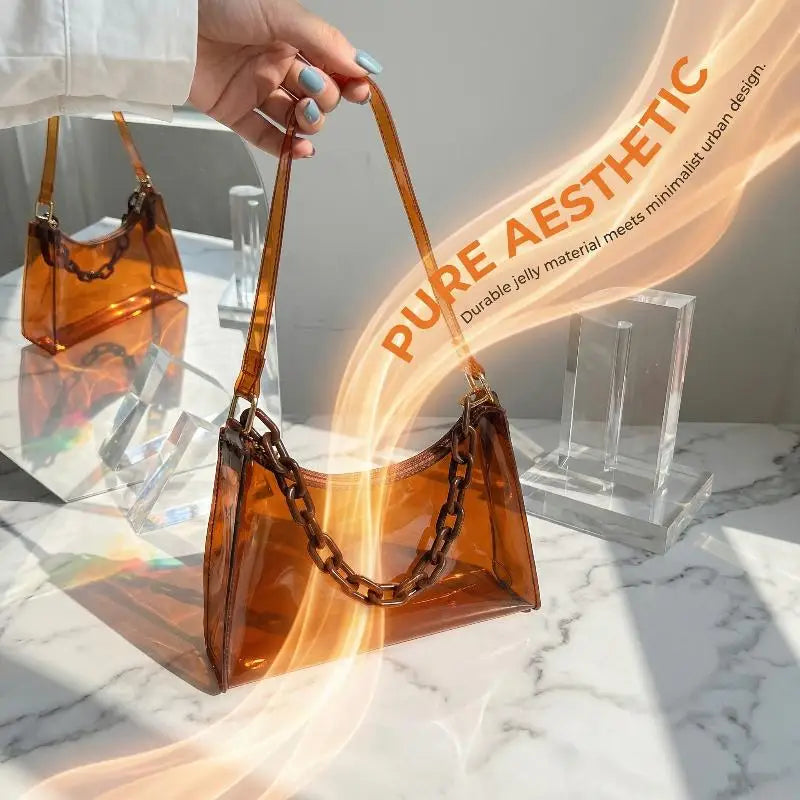 Transparent Jelly Bag Fashionable Messenger Shoulder Waterproof Qme