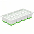 8 Grid Large Square Plastic Ice Tray with Lid, Soft Bottom Easy To Release Mold Large Ice Cube Mold for Whiskey Cocktail Qme 1pcs green
