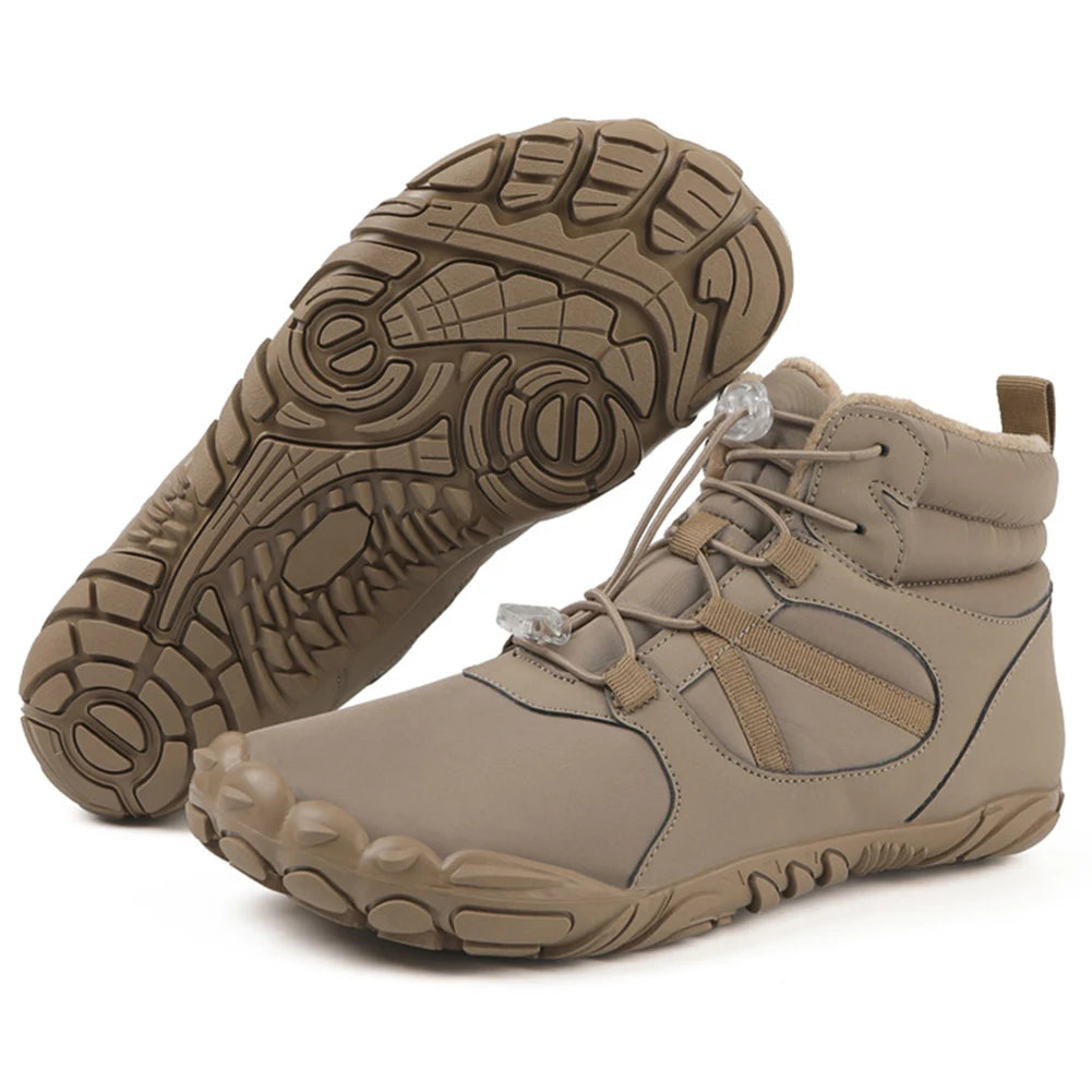 Winter Snow Boots Winter Jogging Sneakers Non Slip Casual Barefoot Shoes Waterproof High Top for Outdoor Travel Qme Camel 38