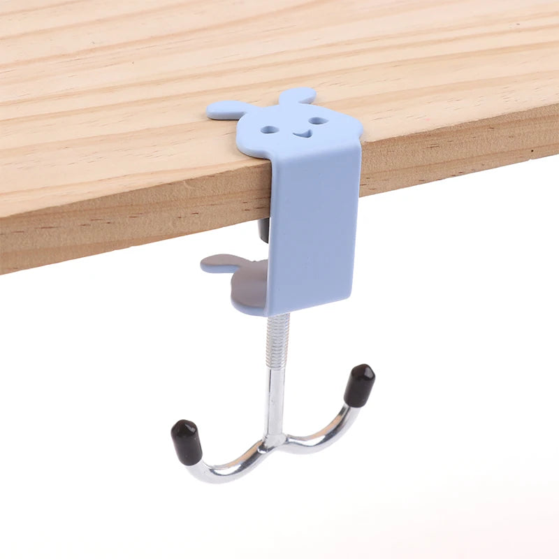 Backpack Desk Hanger Punch-free Cute Rabbit Bag Hook Table Side Qme Blue