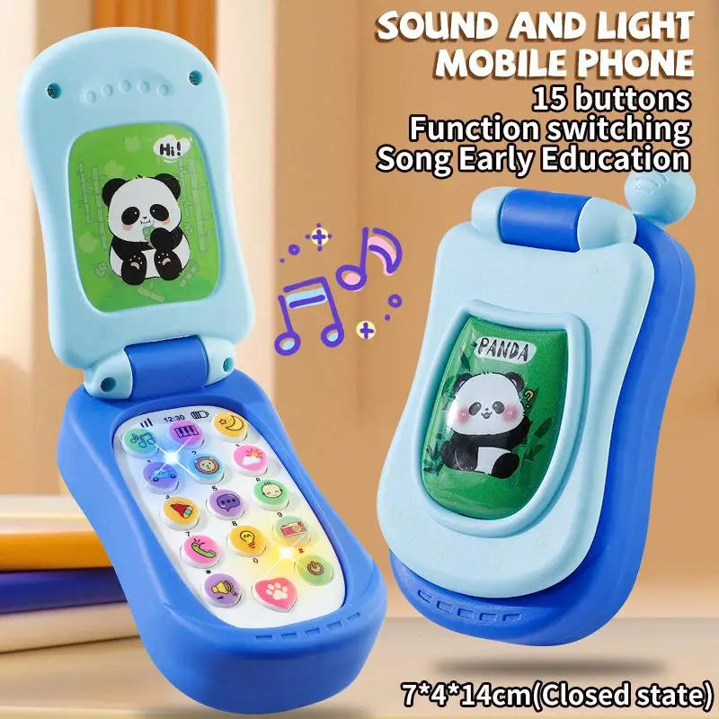 Animated Flip Phone Kids Early Learning Toy Educational Music Qme Blue