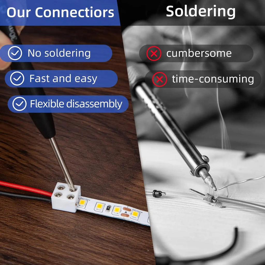 LED Light Strip Connectors Solid 8mm LED Light Connectors Easy-to-Use LED Connector Versatile LED Strip Light Connectors For 5V Qme