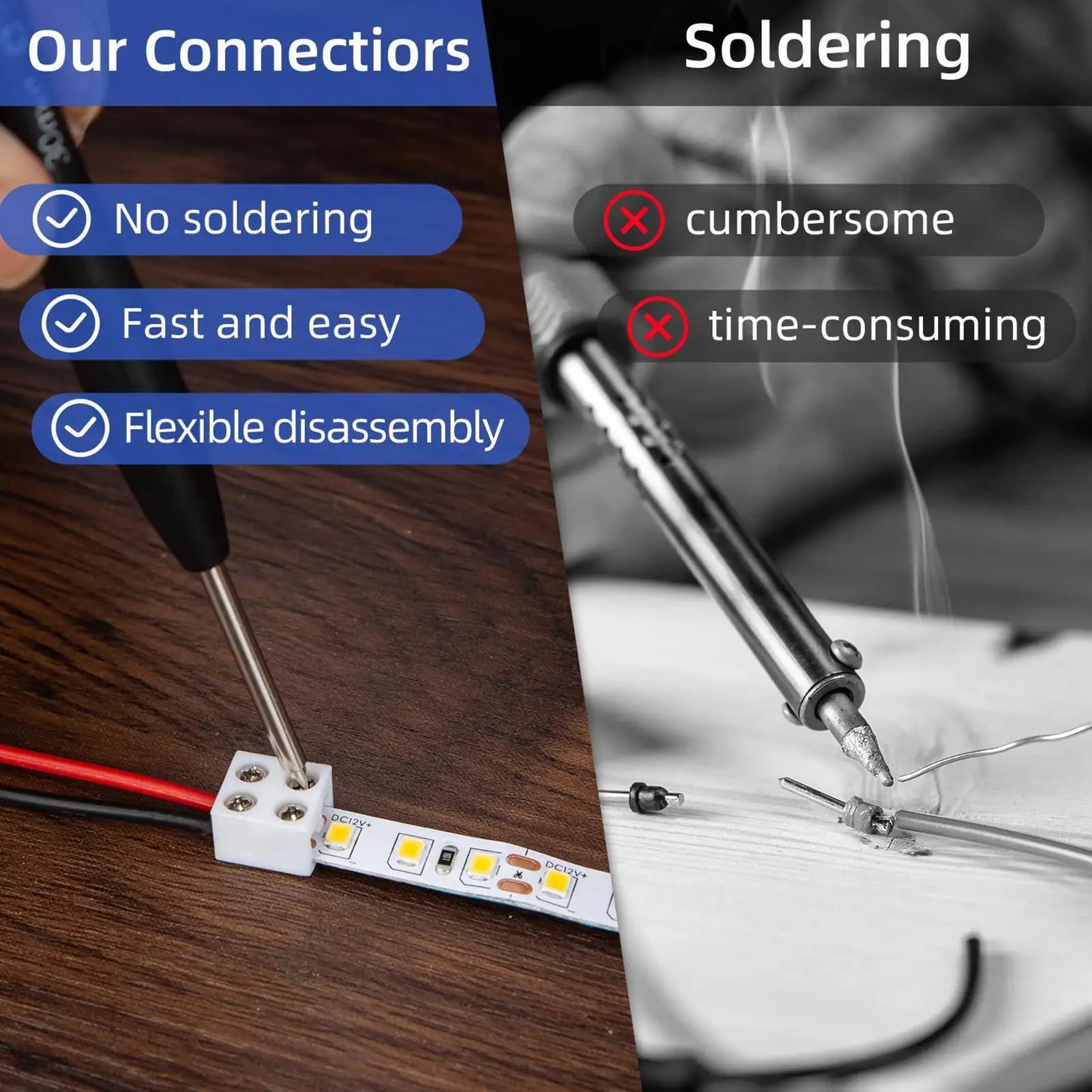 LED Light Strip Connectors Solid 8mm LED Light Connectors Easy-to-Use LED Connector Versatile LED Strip Light Connectors For 5V Qme