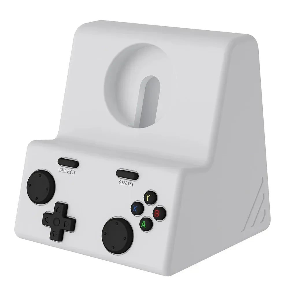 Desktop Holder For Apple Watch Ultra Charger Stand Retro Computer Pattern Charging Base for iWatch 10 9 8 7 6 5 4 3 SE Silicone Qme 0405White