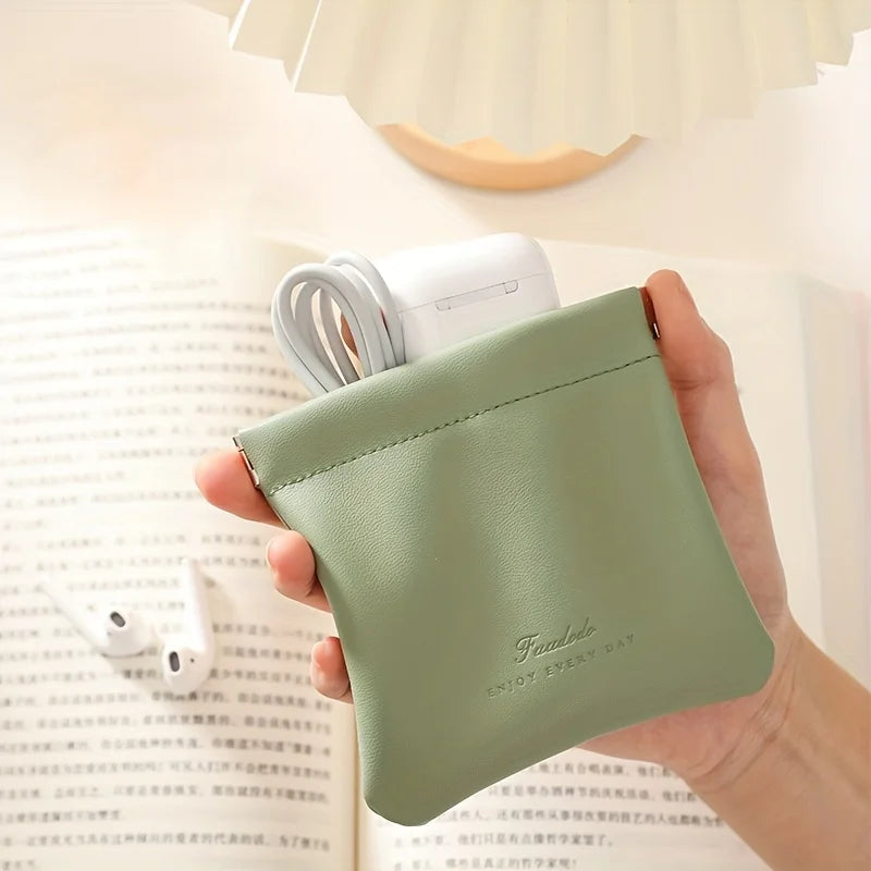 1 Automatic Closure Portable Lipstick Data Cable Storage Bag Outdoor Qme
