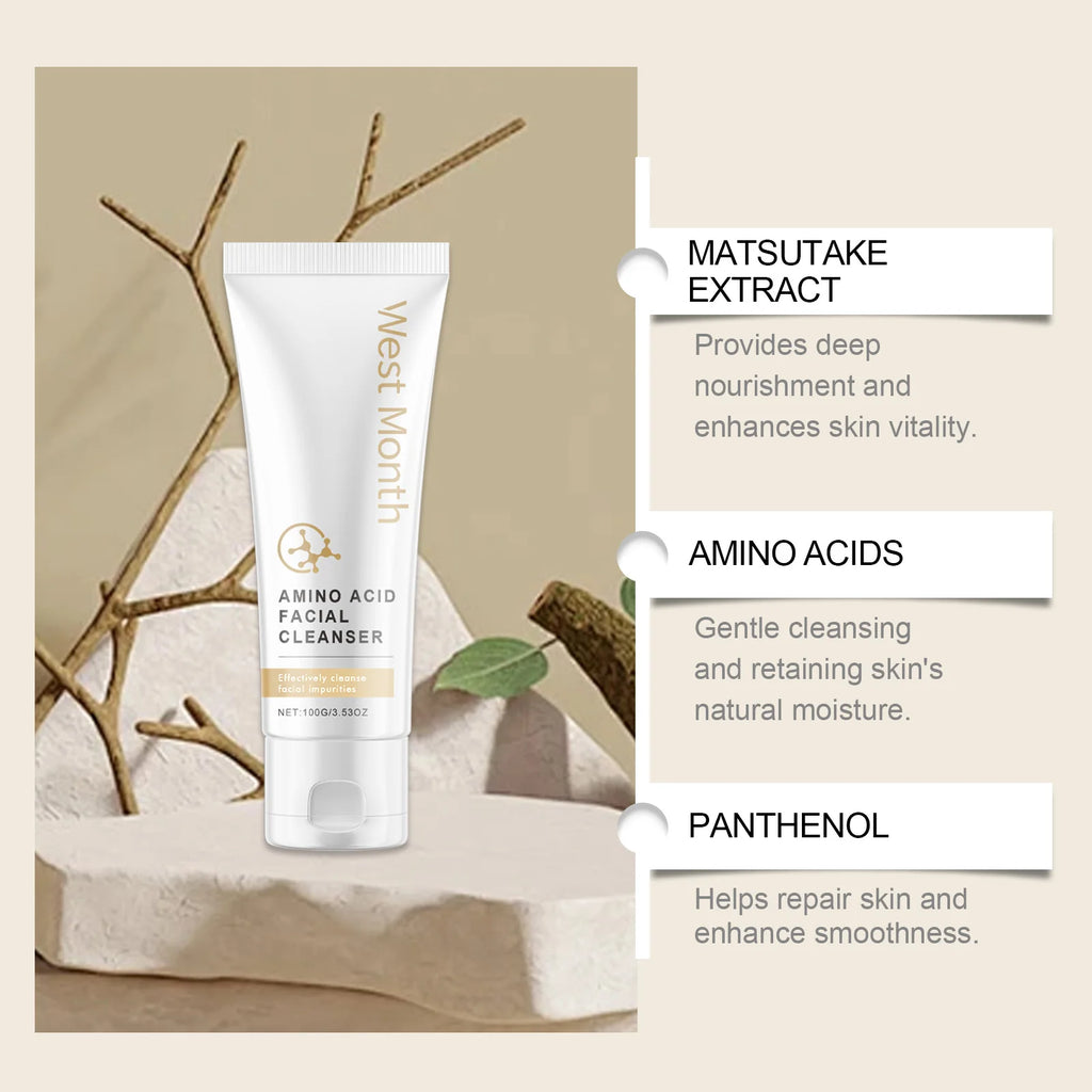 Amino Acid Facial Cleanser Purify Pores Cleansing Reduce Blackhead Oil Control Brightening Softens Skin Moisturizing Face Wash Qme
