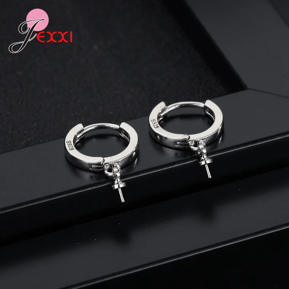 Round Shape Earrings Jewelry Genuine 925 Stamp Sterling Silver Color For Women Girls Wedding Fashion Jewelry Qme