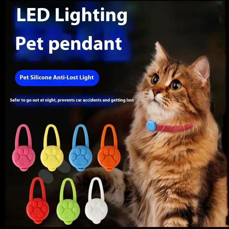 Silicone Pet Cat Dog Night LED Flashlight Luminous Pendant Prevent Qme