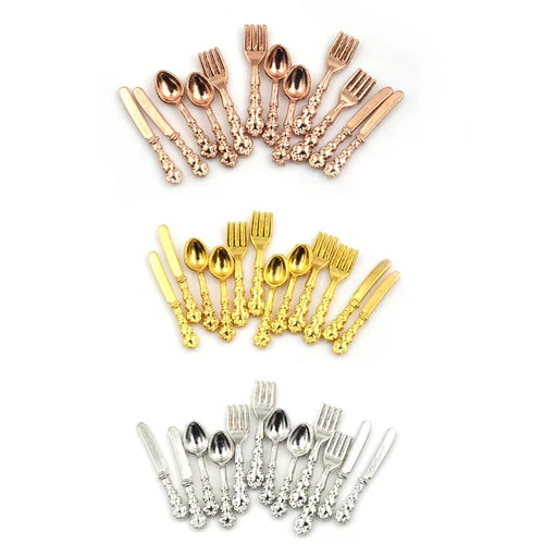 1 12 Dollhouse Miniature Fork Knife Soup Tableware Kitchen Furniture Qme