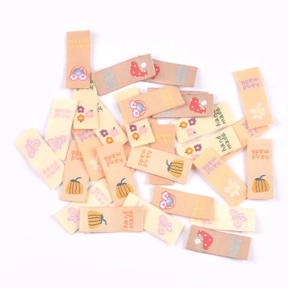 50Pcs Lovely Mushroom/Banana/Flower Embroidery Cloth Labels For Sewing Supplies Garment DIY Bags Hats Accessories Handmade Tags Qme