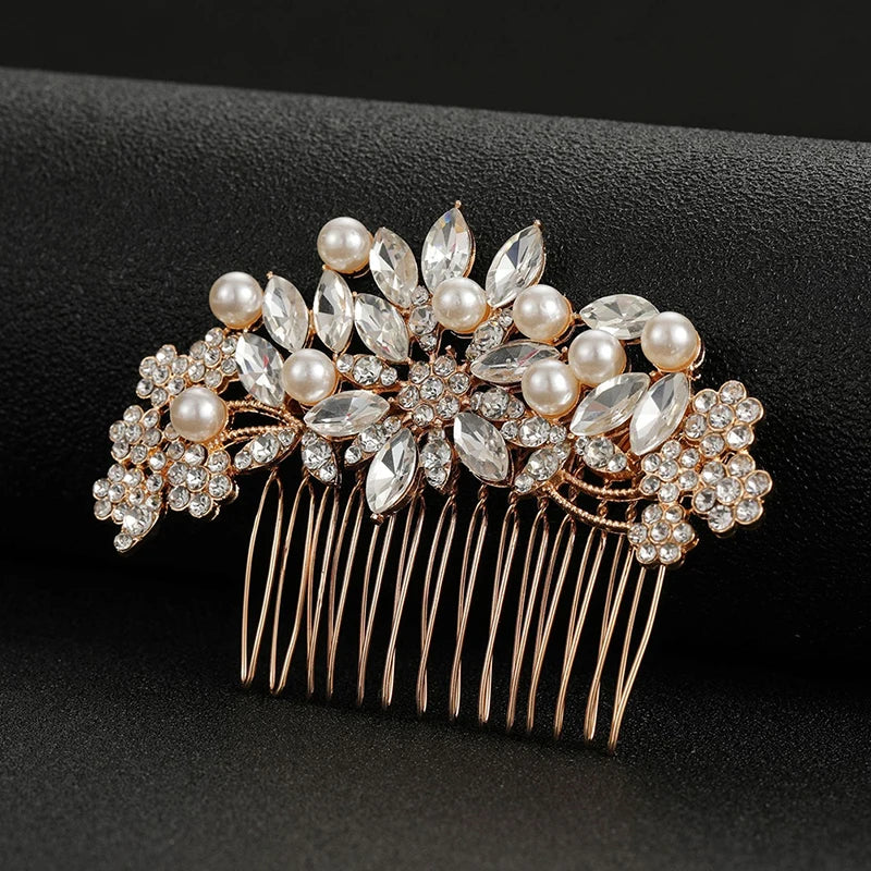 Rhinestone Pearl Bride Wedding Hair Comb Side Bridal Clips Qme