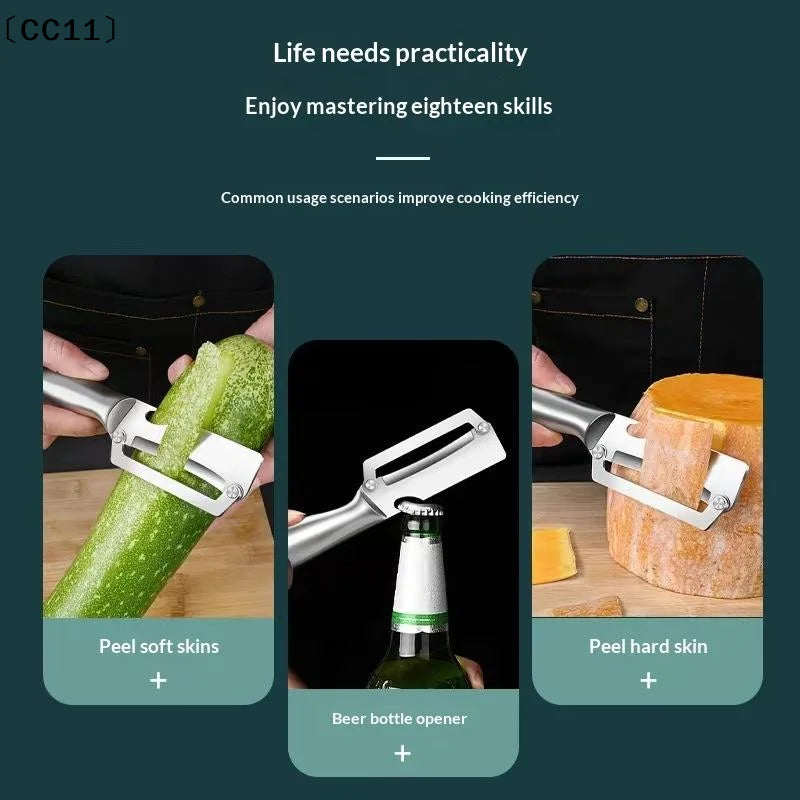 Stainless Steel Flat Edge Peeler Potato Slicer Knife Watermelon Melon Qme Default Title