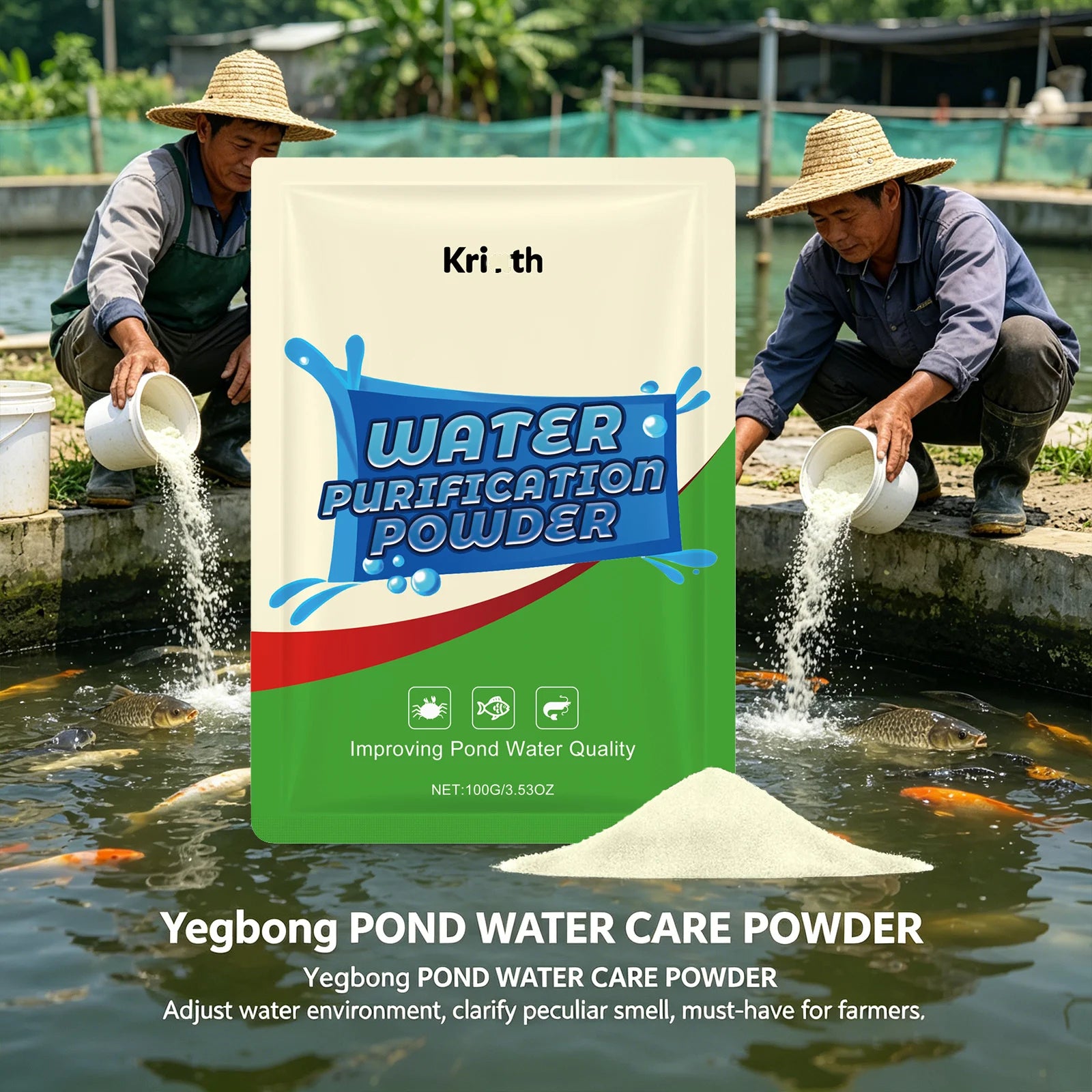 Pond Water Purification Powder Eliminate Odor Reduce Organic Waste Improves Water Clarity Safe Water Treatment Water Conditioner Qme