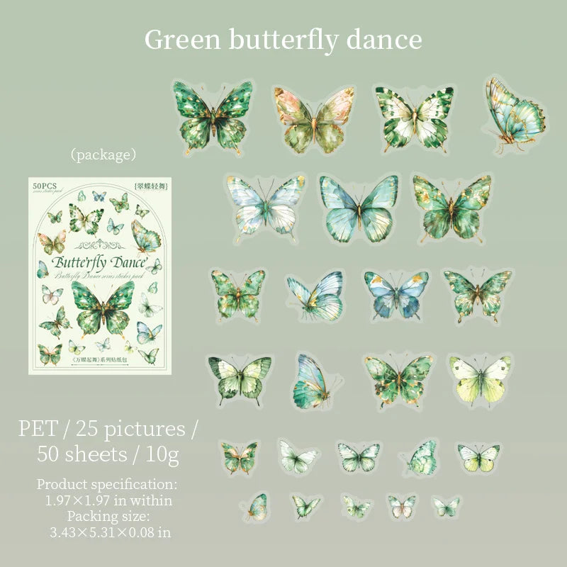 50pcs Butterfly Stickers pack Junk Journal Planner Collage Aesthetics Decoration Scrapbooking Supplies School Stationery Sticker Qme B