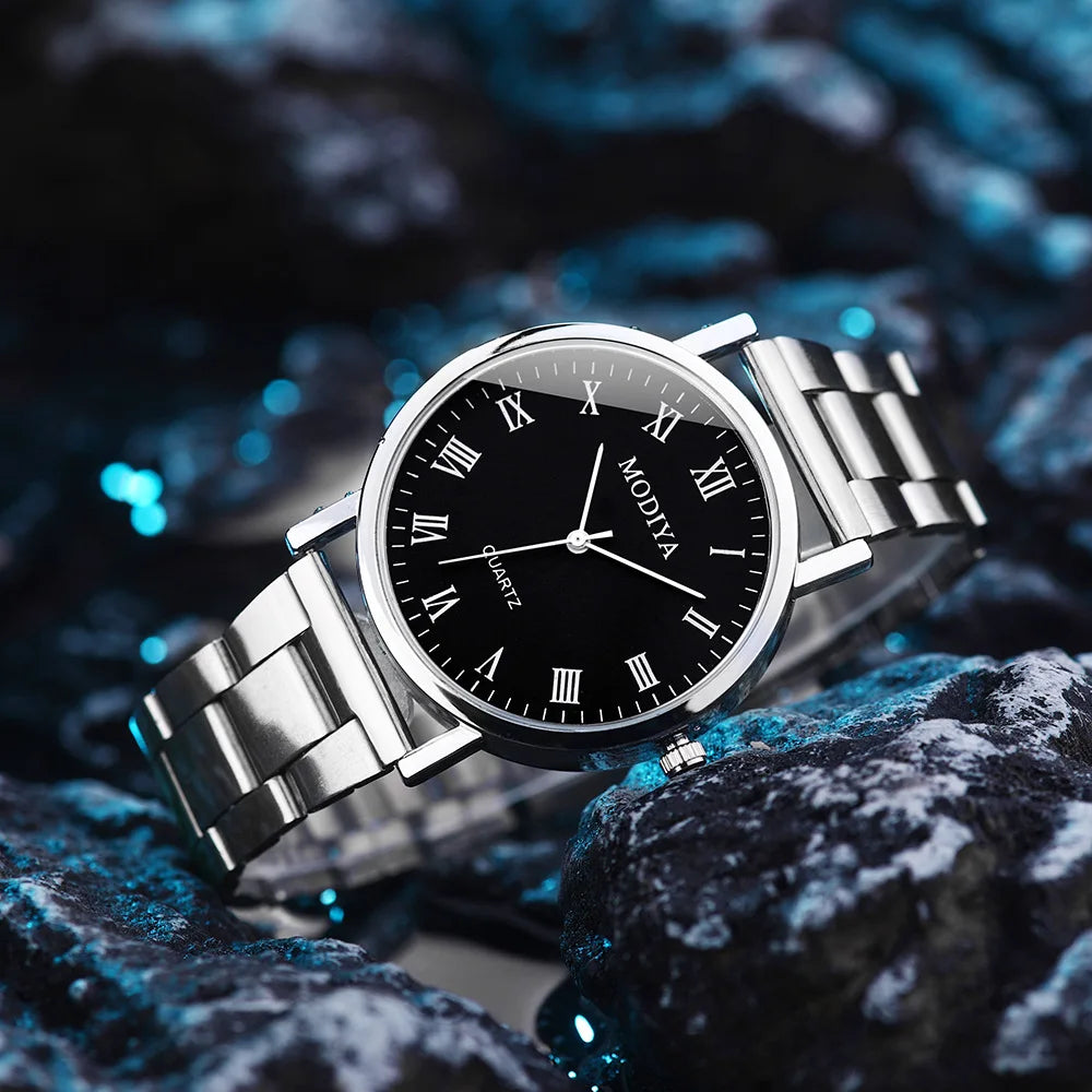 New Men's Fashion Business Steel Strip Watch Trendy High Beauty Quartz Watch Decorative Gift Watch Qme Other