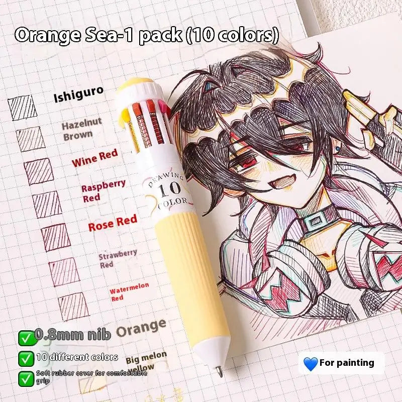 Soft Grip Press Ballpoint Pen Multicolor Writing Drawing School Qme A2
