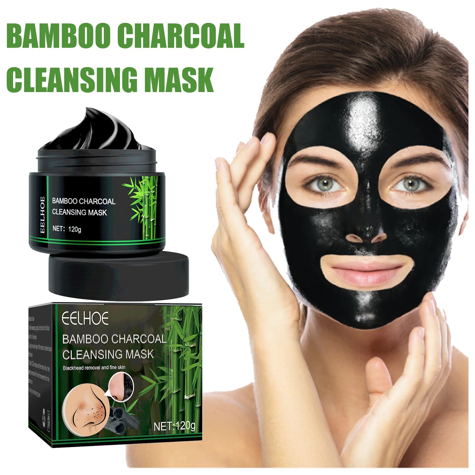 Bamboo Charcoal Facial Blackhead Remover Mask Deep Cleansing Shrink Pore Nose Black Dots Peel off Remove Stickers Skin Care Qme