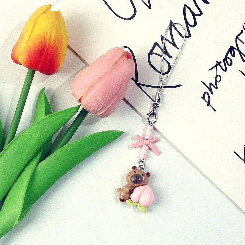 Kawaii Phone Rope Cartoon Capybara Phone Chain Anti-loss Mobile Phone Lanyard Fashion Cute Keychain Backpack Decoration Gifts Qme A1