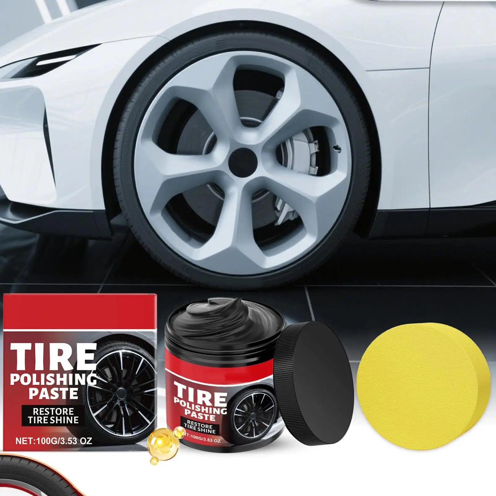 Tire Shine Paste Vehicle Tire Cleaning Polishing Product Car Tyre Dressing Paste for Trucks Sedans RVs SUVs Collectors Dealers Qme