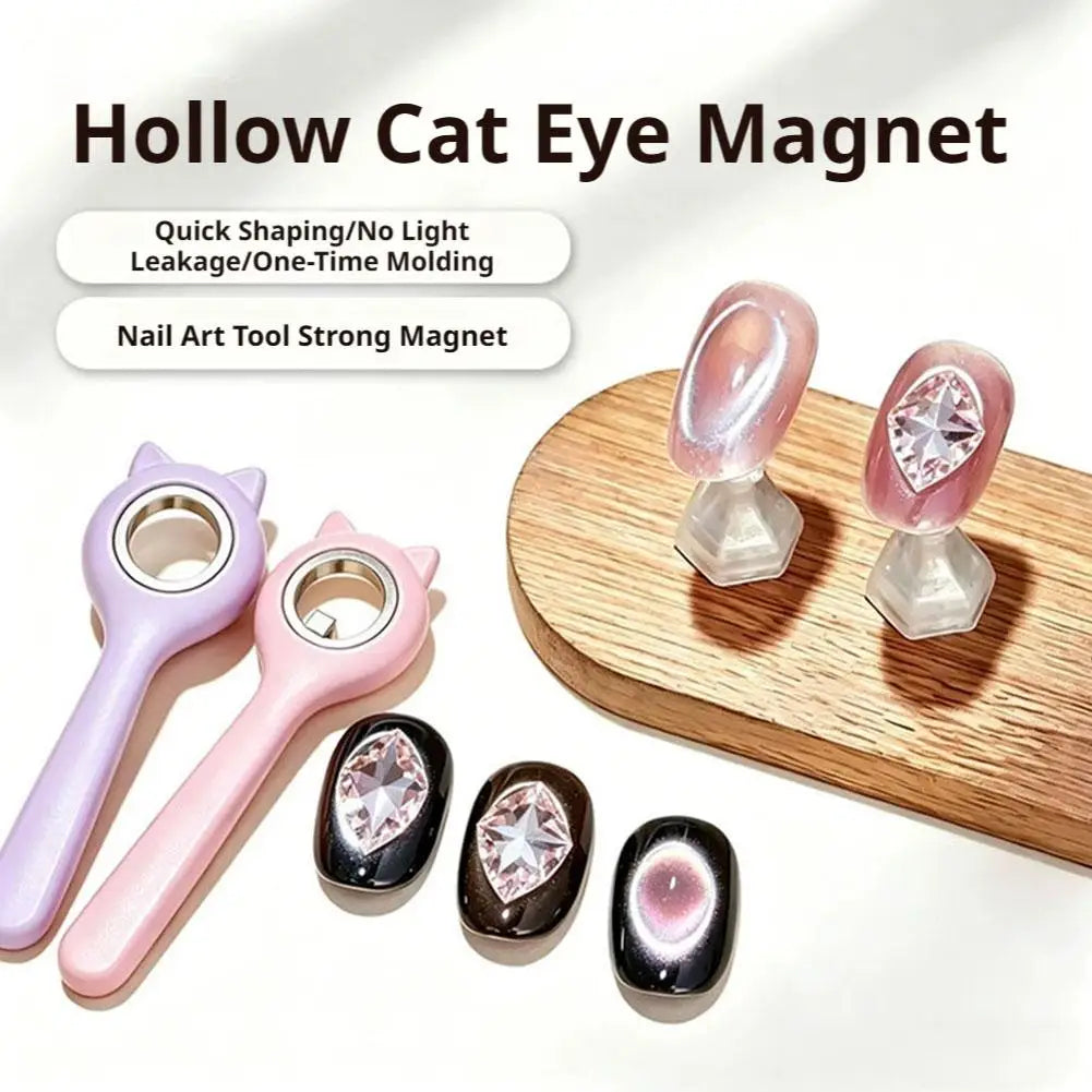Cute Ring-shaped Cat Eye Magnet Nails Portable Hollow Circular 2-in-1 Qme