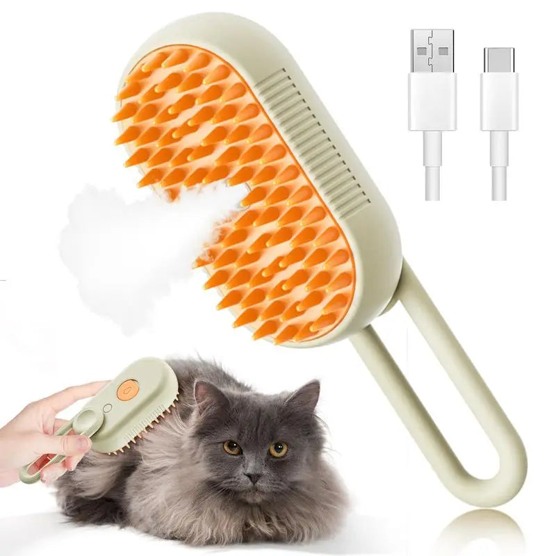 Cat Steam Brush Electric Water Sprayer Pet Grooming Kitten Pet Comb Soft Silicone Hair Remover Comb for Dogs Beauty Supplies Dog Qme brown 2Pcs
