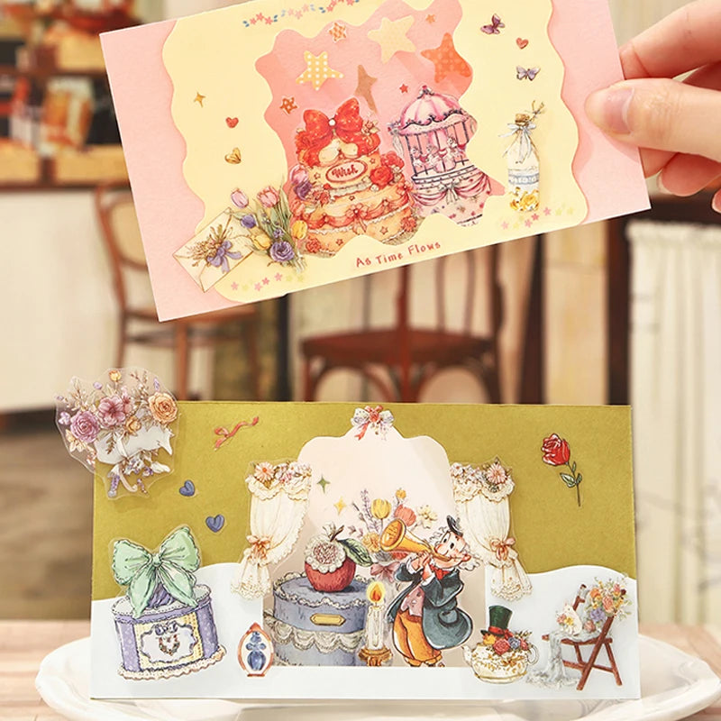 Vintage Cake Sticker Pack, Perfect for Creating Sweet Atmosphere Works, Versatile Creative Collage Material for Multiple Scenes Qme