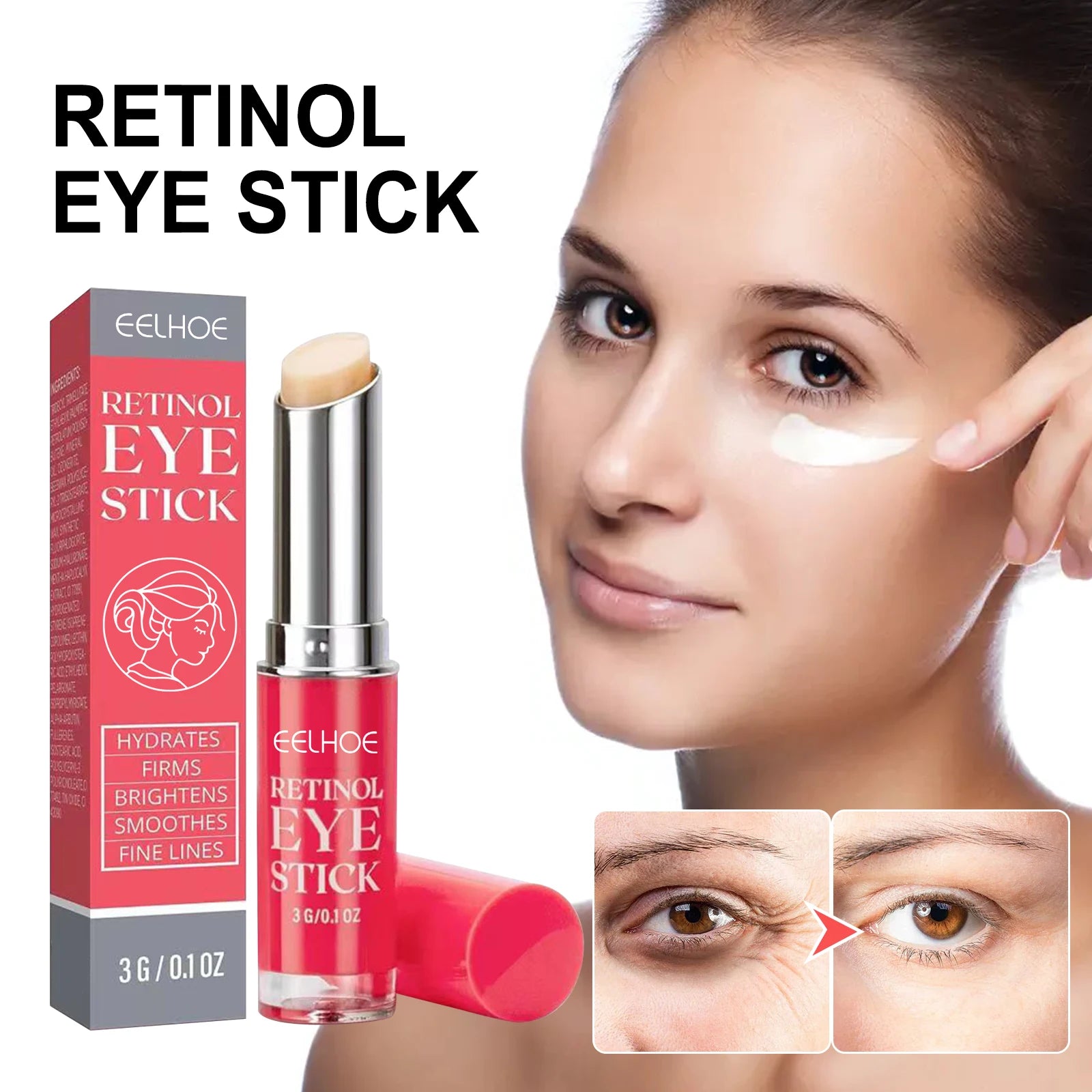 Retinol Eye Cream Wrinkle Remover Lightening Dark Circles Lifting Firming Skin Instant Eye Repair Serum Stick for Women Eye Care Qme Default Title