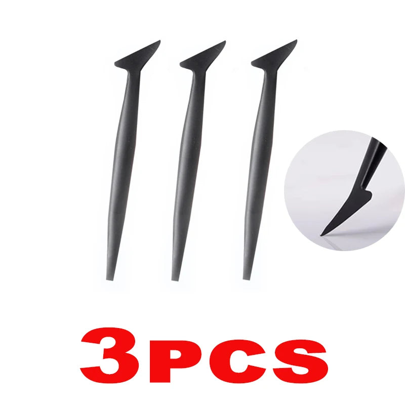 Car Micro Squeegee Curves Slot Tint Tool Set Car Stickers Wrap Vinyl Tools Auto Wrapping Film Installing Scraper Gasket Squeegee Qme Black 3PCS
