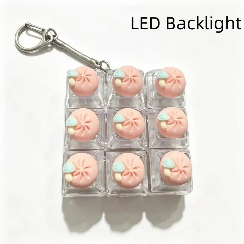 Keyboard Fidget Toy Keychain with LED Light 9 Button Clicker Anti Anxiety Stress Relief Toy for Party Favors Gifts Qme A12 one size