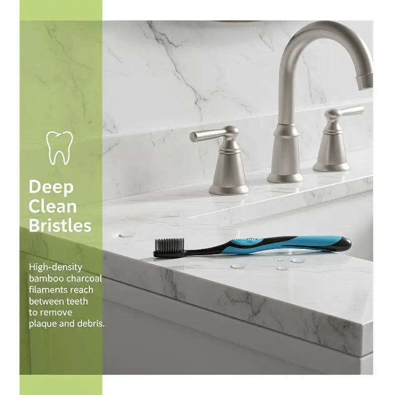 Manual Charcoal Toothbrushes Ultra Soft Bristles 3 5 Non Slip Handle Qme