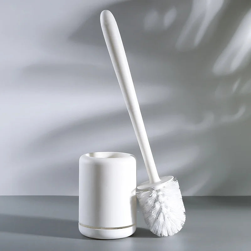 Silicone Toilet Brush, Soft Bristle Bathroom Cleaning Brush, Wall Mounted Quick Drying No Water Accumulation Toilet Cleaner Qme Bristles White