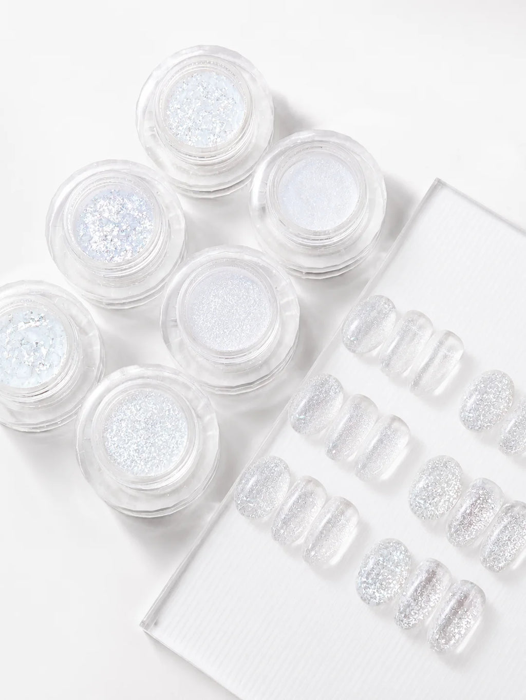 Aurora White Nail Glitter Ice Crystal Art Sequins Iridescent Powder Qme