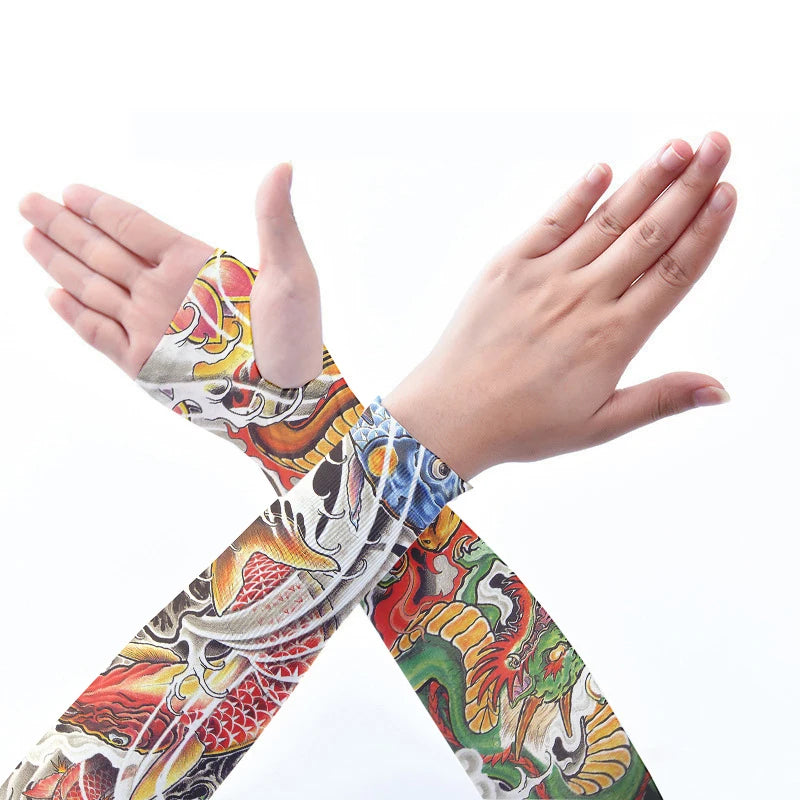 Summer Cold Sleeves Ice Wristbands UV Protection Wrists Flower Arms Qme style2 One Size