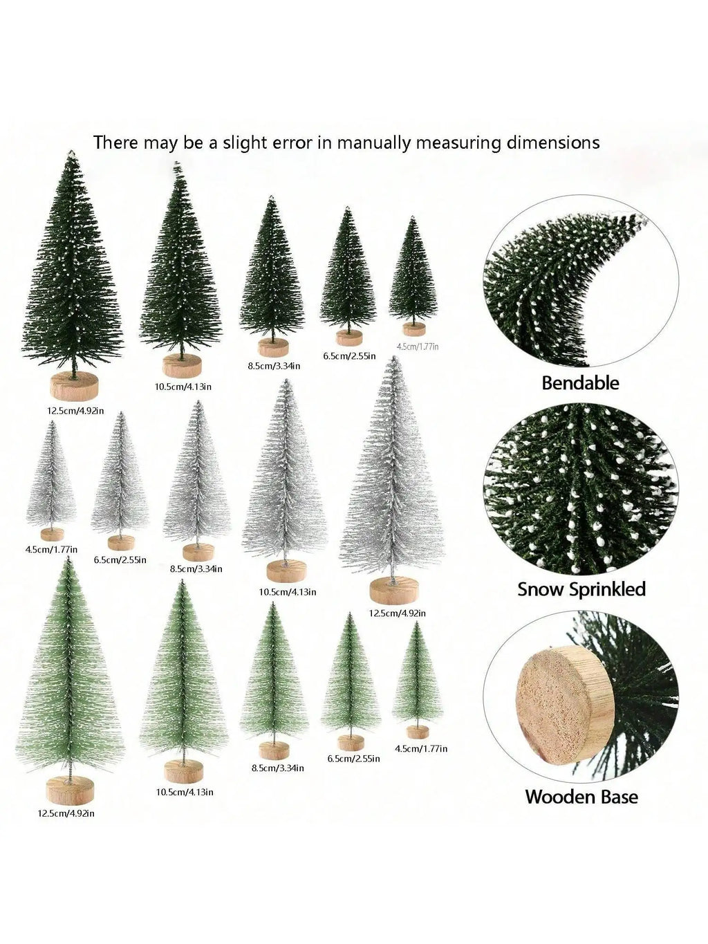 Christmas Decorations Mini Trees Artificial Wooden Base Part Qme