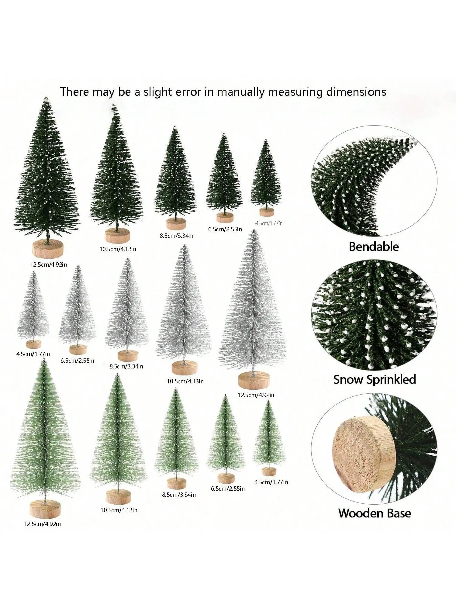Christmas Decorations Mini Trees Artificial Wooden Base Part Qme