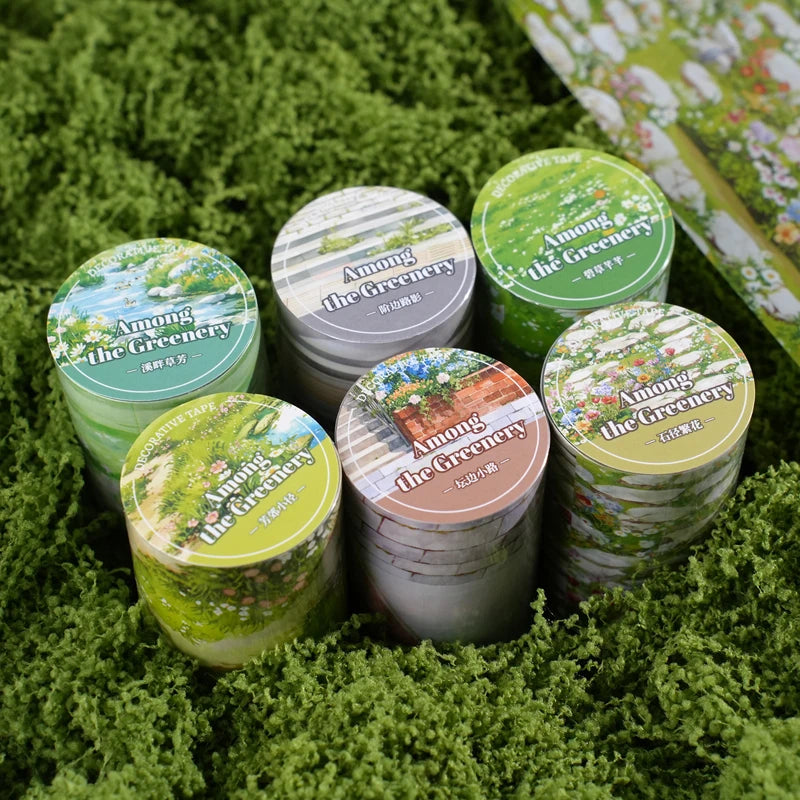Spring & Summer Green Scenery Decorative Washi Tape Fresh Forest Landscape Tape, Junk Journals, and Polaroid Embellishment. Qme