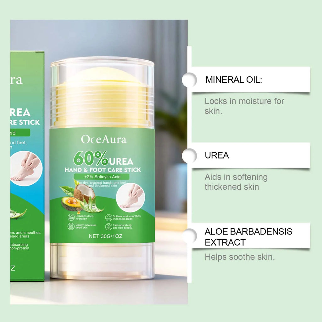 60% Urea Hand & Foot Care Stick Moisturizing Balm for Dry Rough Skin Gentle Exfoliation Softening Skin Cracked Heel Repair Care Qme