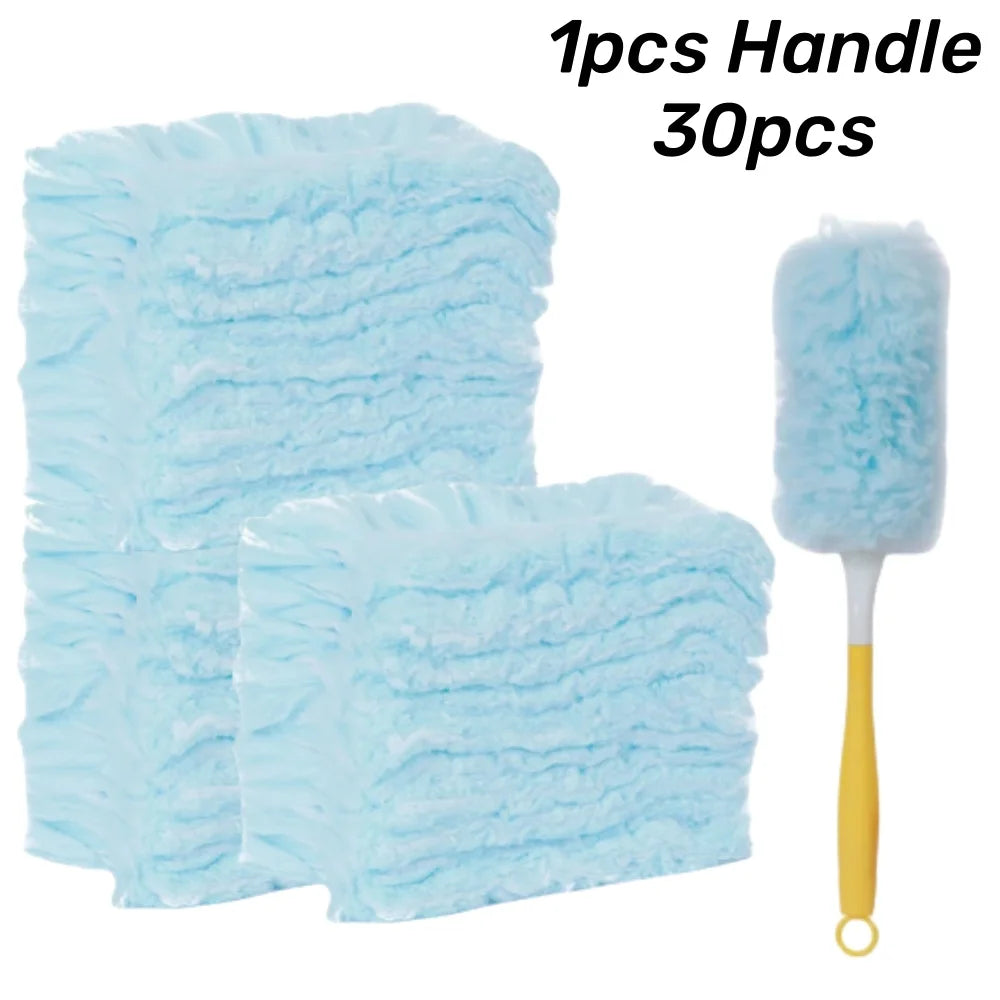 Double Sided 360 ° Electrostatic Precipitator for Household Clean Ceiling Corner Dust Spider Web Replaceable Dust Removal Cloth Qme Blue Set 3