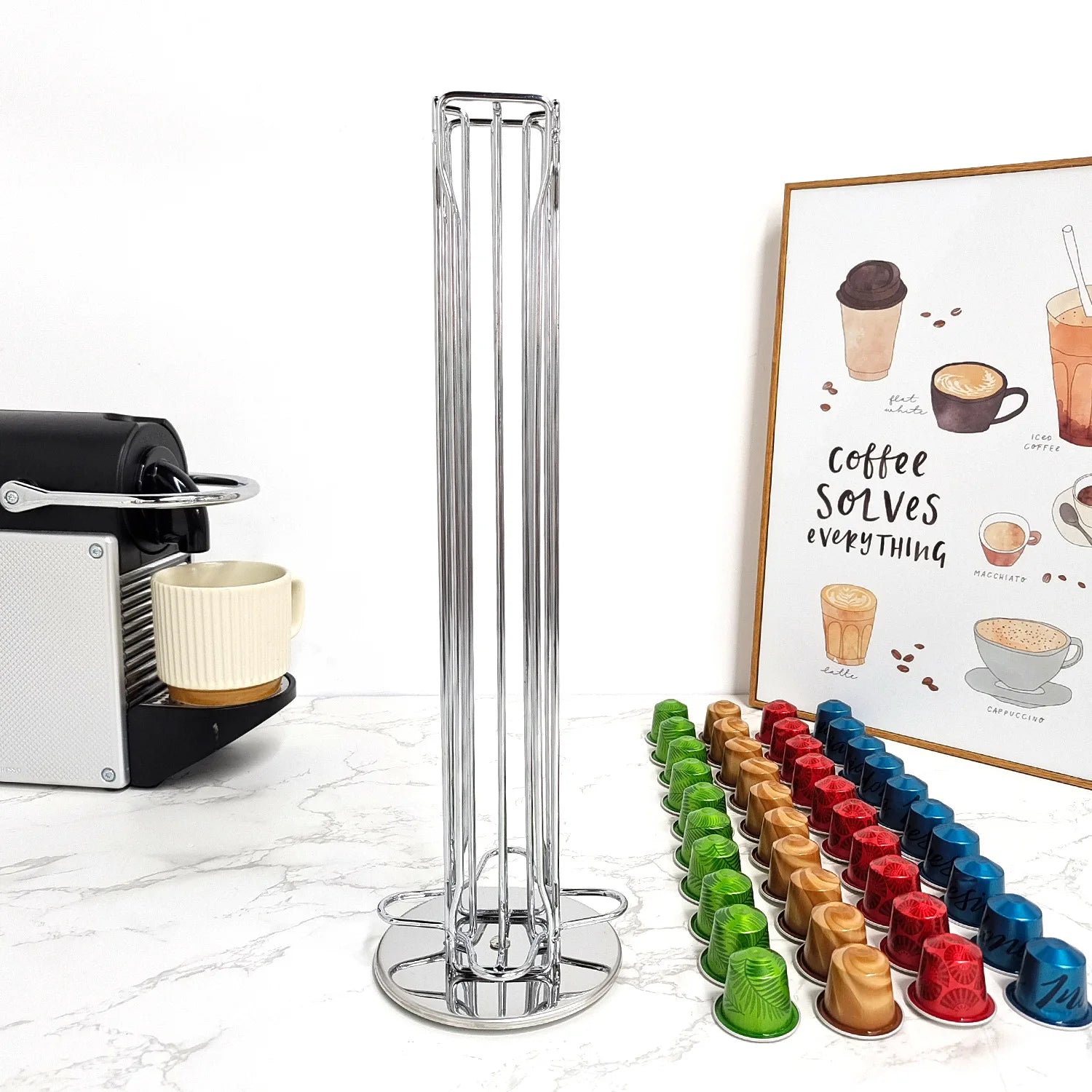 40PCS Nespresso Capsule Pod Holder Stand Rack Display Coffee Capsules Plating Black Metal Holders Rotatable Racks High Quality Qme