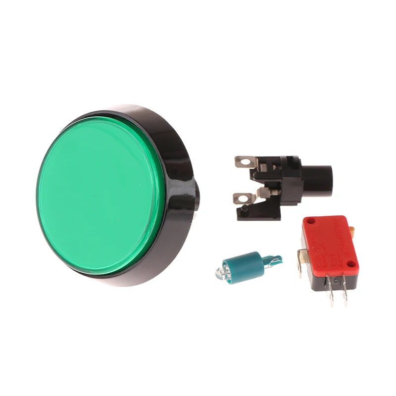 Arcade Button DC 12V LED Large Round 5 Micro Switch Auto Reset Cabinet Qme Green